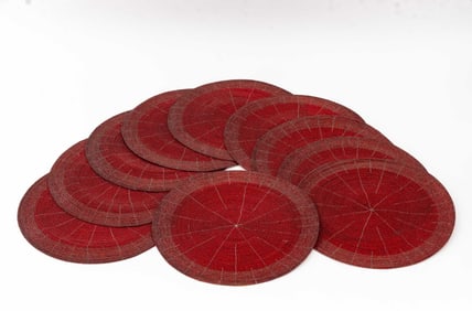 Modern Red Glass Beaded Placemats, 10