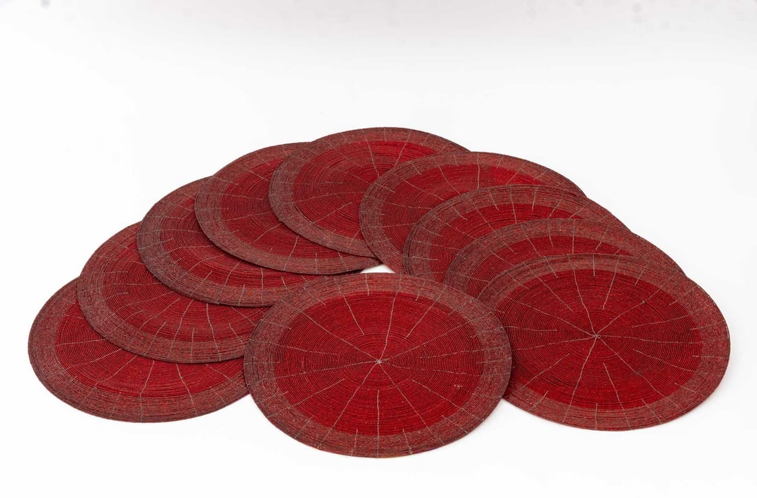 Modern Red Glass Beaded Placemats, 10 (1 of 6)