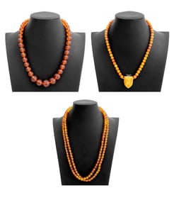 Baltic Amber Round Beaded Necklaces, 3