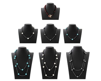 14K Hematite Turquoise & Jasper Bead Necklaces, 7
