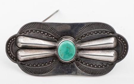 Navajo Dine Silver Turquoise Brooch