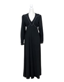 Janice Wainwright Black Wool Long Sleeve Dress