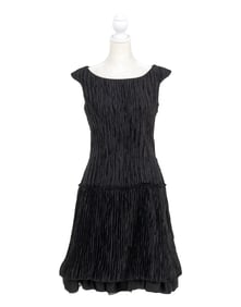Black Silk Sleeveless Drop Waist Cocktail Dress