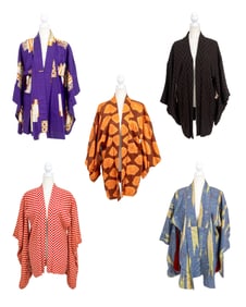 Japanese Silk Blend and Cotton Kimonos, 5