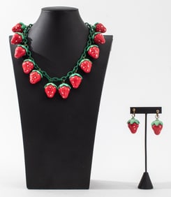 Strawberry Motif Resin Jewelry Set