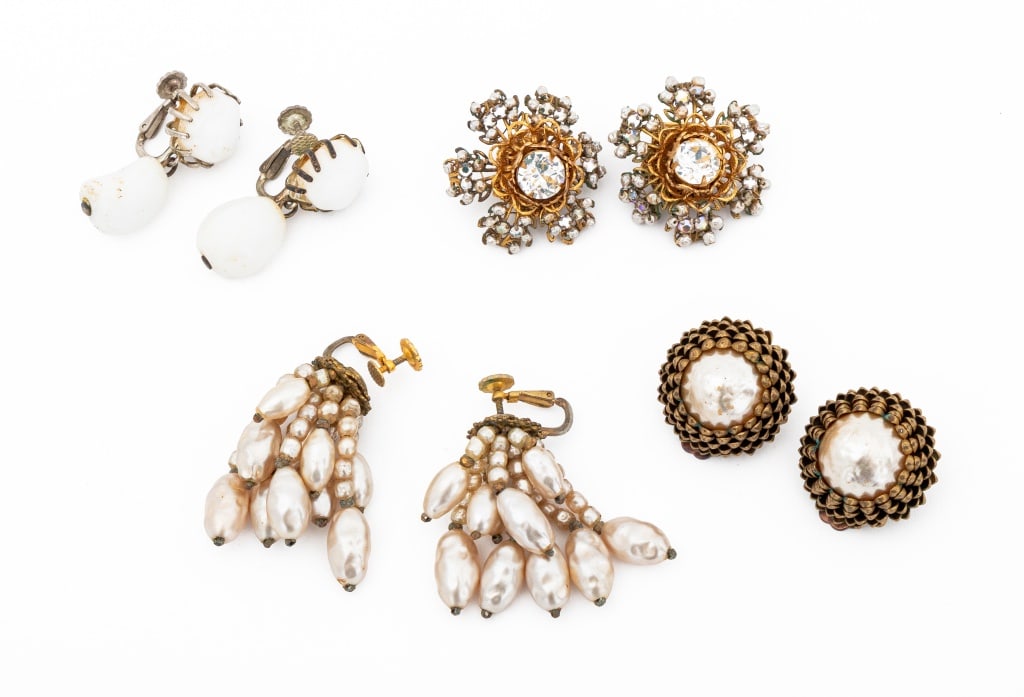 Miriam Haskell Clip-On Earrings, 4 Pairs (1 of 13)