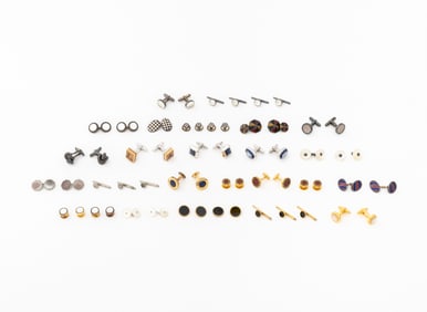 Modern Sterling and Gold-Tone Cufflinks, 27 Pairs