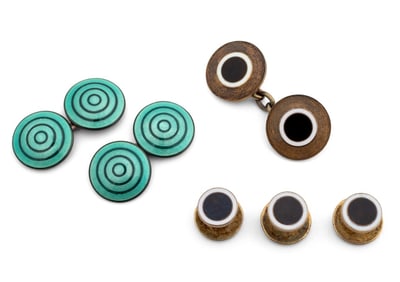 Sterling Silver Cufflinks and Studs, 5 Pcs.