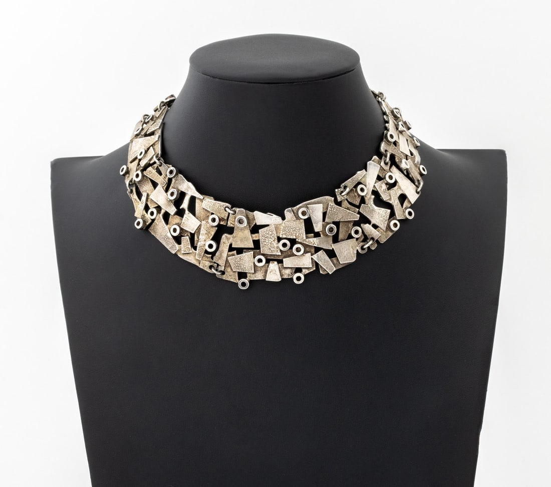 Isaac Cohen Silver Modernist Collar Necklace (1 of 6)