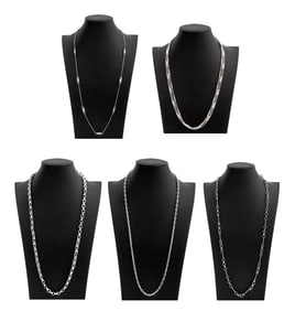 Silver Chain Necklaces, 5