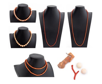 Coral Beaded Necklaces and Pendants, 9