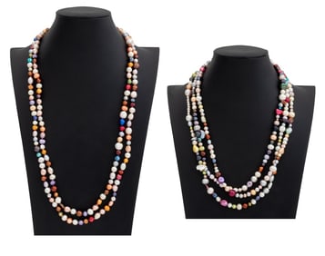 Mixed Color Cultured Freshwater Pearl Necklaces, 2