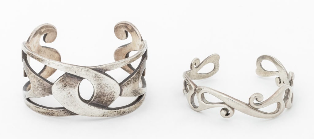 Modern Sterling Openwork Scroll Form Cuffs, 2 (1 of 5)
