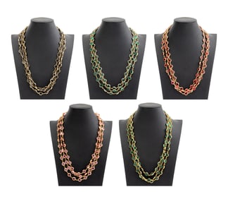 Faceted Bezel Set Crystal Chain Necklaces, 5