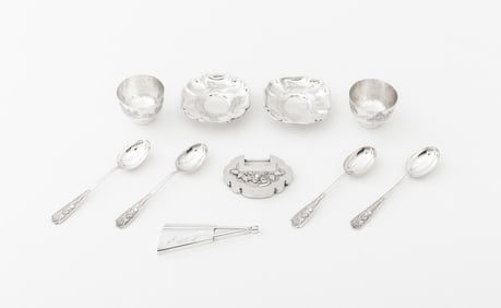 Chinese and Japanese Silver Tableware, 10 Pcs.