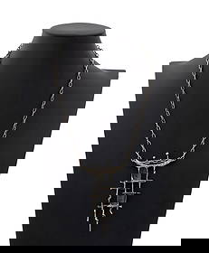 Brutalist Modern Sterling Silver Pendant Necklace: Brutalist Modern Sterling Silver Art Jewelry Pendant Necklace, polished and textured, featuring a large detachable pendant, designed as abstract lattice, worn on solid link sterling silver chain, join