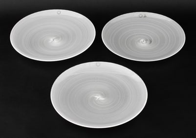 Venini Murano Latticino Glass Chargers, 3