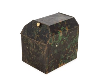 Victorian Camouflage Painted Iron Coal Scuttle