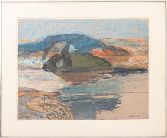 David Lund Abstract Coastal Landscape Pastel, 1972