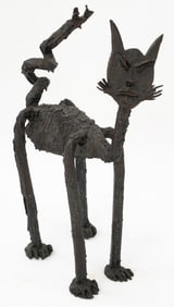 Alberto Giacometti Style Bronze Cat Sculpture