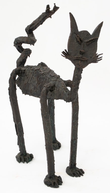Alberto Giacometti Style Bronze Cat Sculpture (1 of 7)