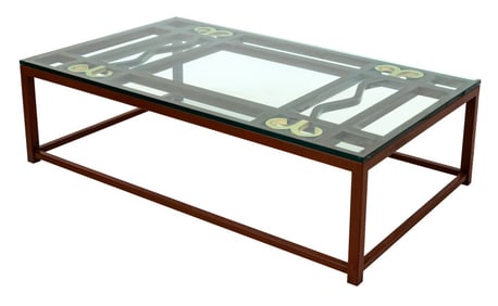 Modern Wrought Iron and Brass Coffee Table