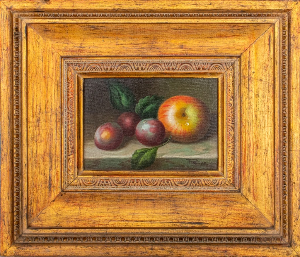 V. E. Gurev "In Zagorsk" Oil on Canvas, 1989: V. E. Gurev (Russian, XX), "In Zagorsk", Oil on Canvas, 1989, signed and dated lower right, signed, dated, and titled verso, green painted giltwood frame. Image: 21.5" H x 14.5" W; frame: 25.25" H x