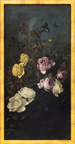 Floral Still Life Scene Oil on Canvas