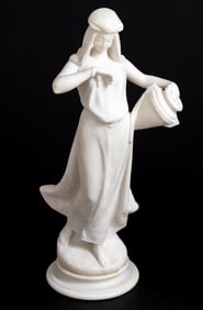 "The Water Carrier" White Marble Sculpture