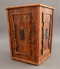 Italian Antiqued Walnut Waste Paper Basket