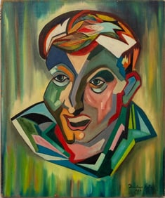 Ted Katz Portrait of a Man Oil on Canvas, 1959