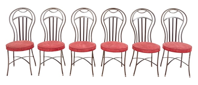 French Style Balloon Back Steel Side Chairs, 6