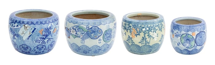 Chinese Blue & White Porcelain Jardinieres, 4