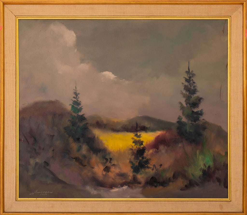 Illegibly Signed Landscape Oil on Canvas, 1969 (1 of 11)