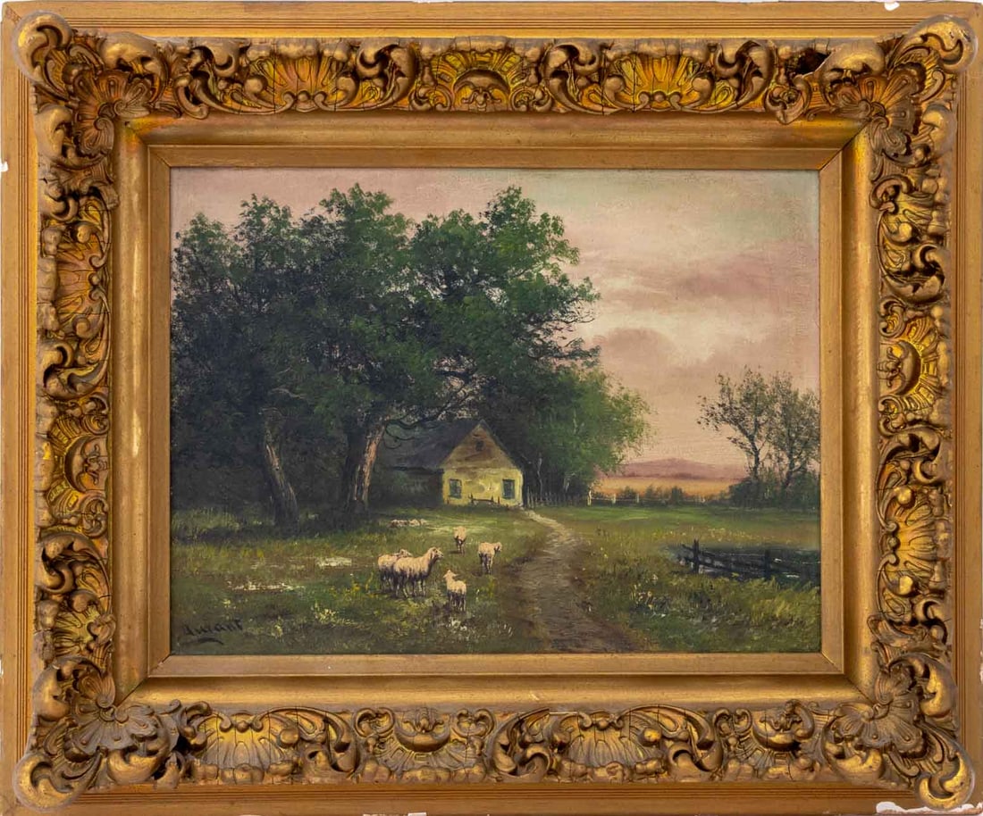 Jacques Durant Pastoral Landscape Oil, ca. 1900 (1 of 6)