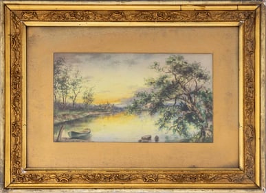 Post-Impressionist River Sunset Watercolor