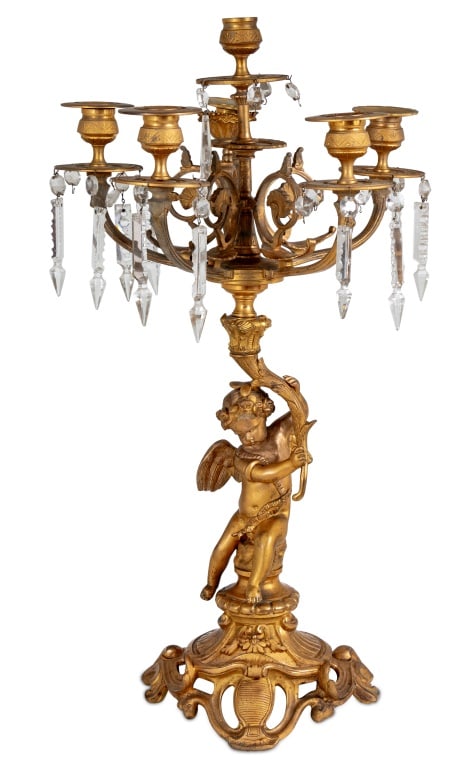 Louis XV Style Gilt Bronze Cupid Candelabrum (1 of 5)