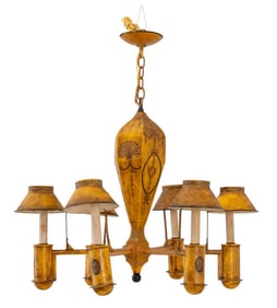 Regency Style Tole Peinte Six-Light Chandelier