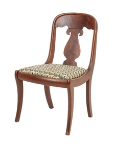 Empire Style Flame Mahogany Upholstered Side Chair