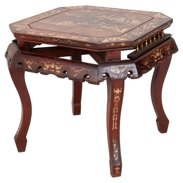 Chinoiserie Inlaid Hardwood Side Table, 19th C. (1 of 11)