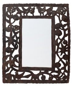 Signed Handmade Cut Metal Framed Mirror