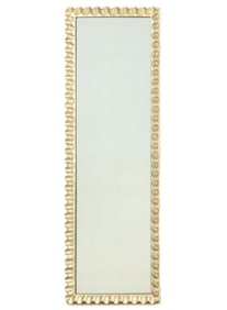 Modern Ruffled Border Silvered Wood Mirror