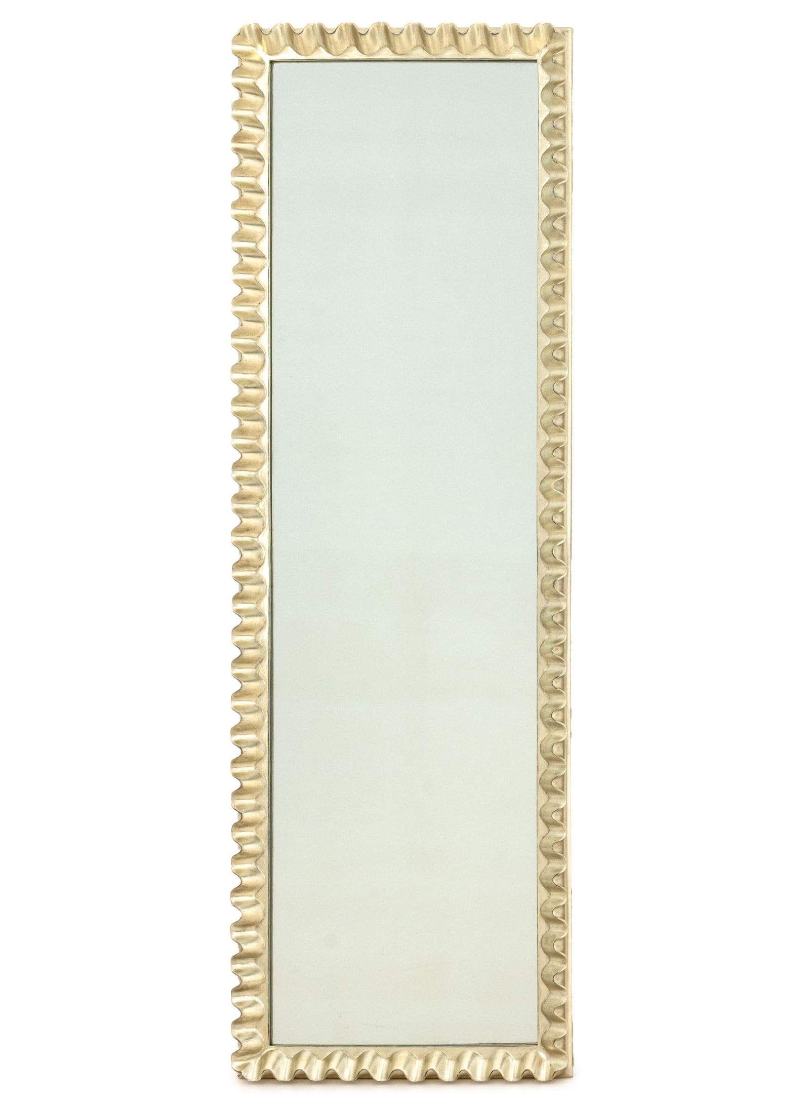 Modern Ruffled Border Silvered Wood Mirror (1 of 4)