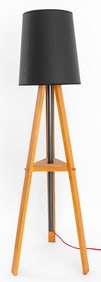 Modern Walnut Tripod Floor Lamp
