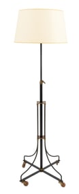 French Brass and Black Patinated Metal Floor Lamp