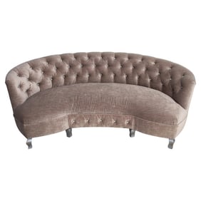 Modern Hollywood Regency Velvet Crescent Sofa