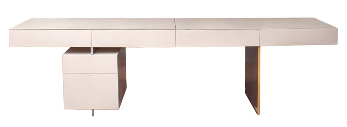 Postmodern White Laminate Console Desk