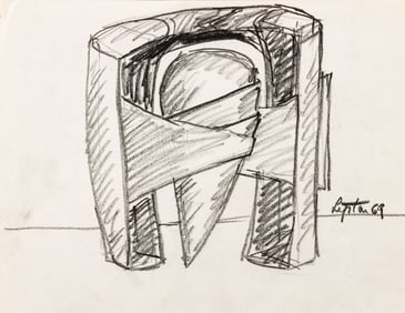 Seymour Lipton Sculpture Study Sketch, 1969