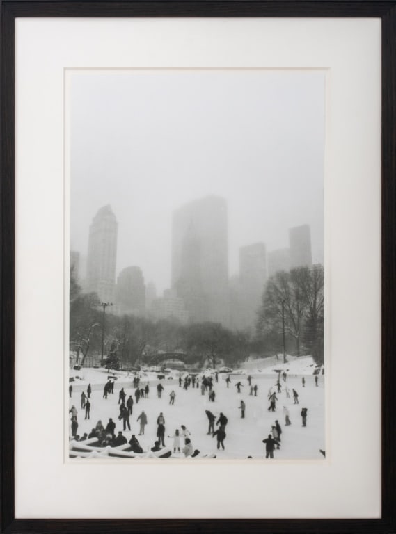 Jefferson Hayman "Wollman Rink" Silver Print: Jefferson Hayman (American, b. 1969), "Wollman Rink", Gelatin Silver Print, apparently unsigned, ebonized wood frame. Image: 17.75" H x 11.5" W; frame: 24.5" H x 18" W. Provenance: From a New York Cit