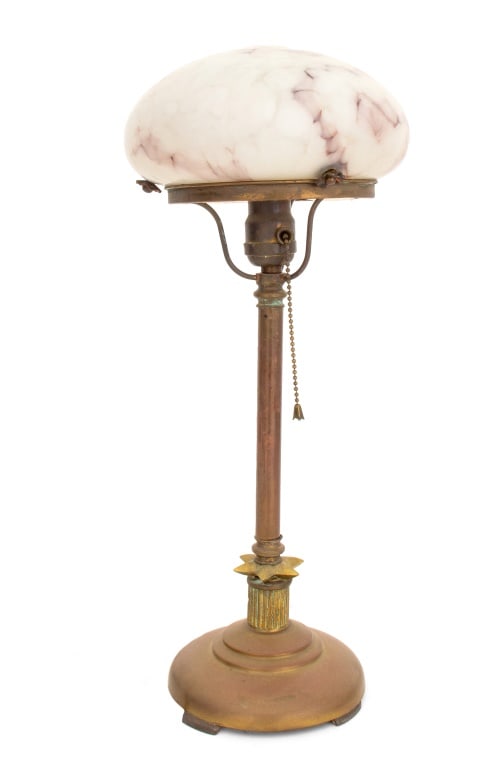 Art Deco Gilt Metal & Glass Table Lamp (1 of 7)
